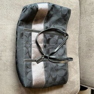Coach Tote Bag - Black and Silver